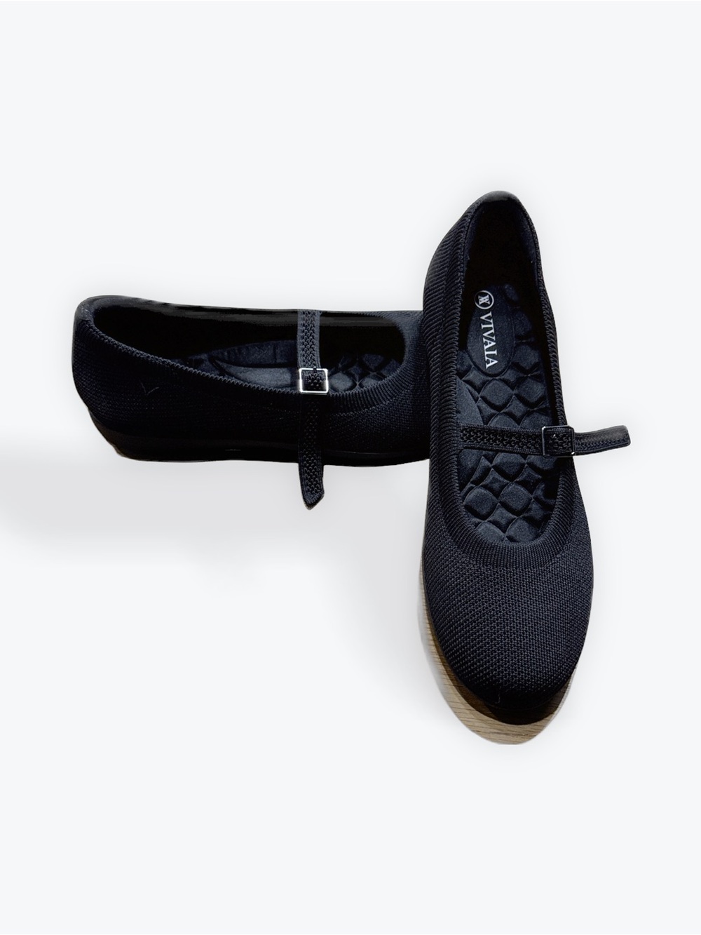Vivala Black Mary Jane Knit Loafers with Cushioned Insole